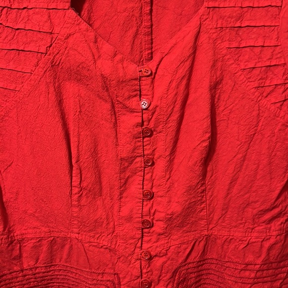 Chapare Red Embroidered 100% Cotton Blouse Made in Peru Size Large B0 - Picture 3 of 6